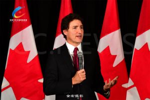 特鲁多总理今天在北约克向支持者发表讲话